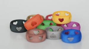 Heart Rings painted by Peter Paul (Shapeways)