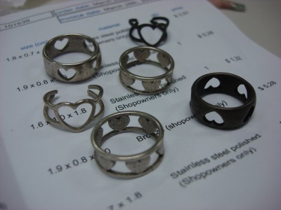 Stainless steel and bronze rings