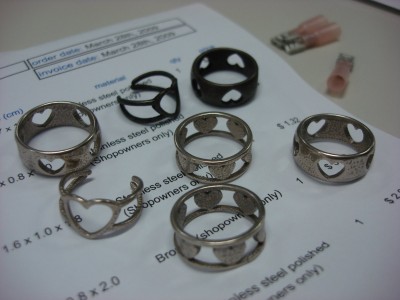 Stainless steel and bronze rings