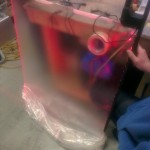 Quirky use of the BBB at the hackerspace to side illuminate an acrylic panel