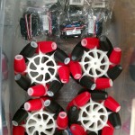 Side view of wheels plus the cheap servos