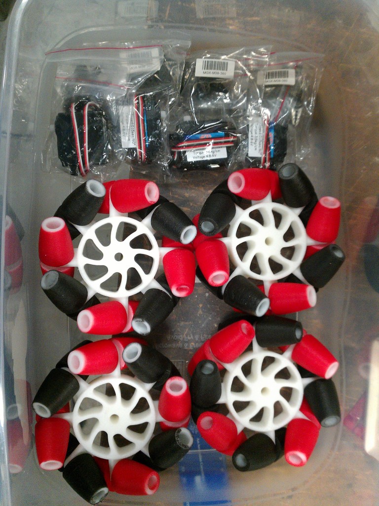 Side view of wheels plus the cheap servos