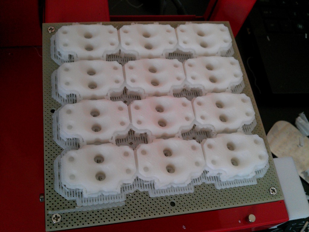 Freshly printed connector pieces for the body