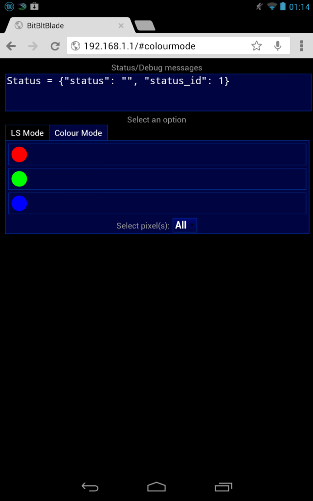 Sample GUI in 'Colour' Mode