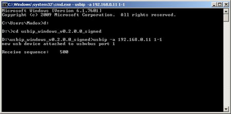 Connect to the router's IP address using USBIP